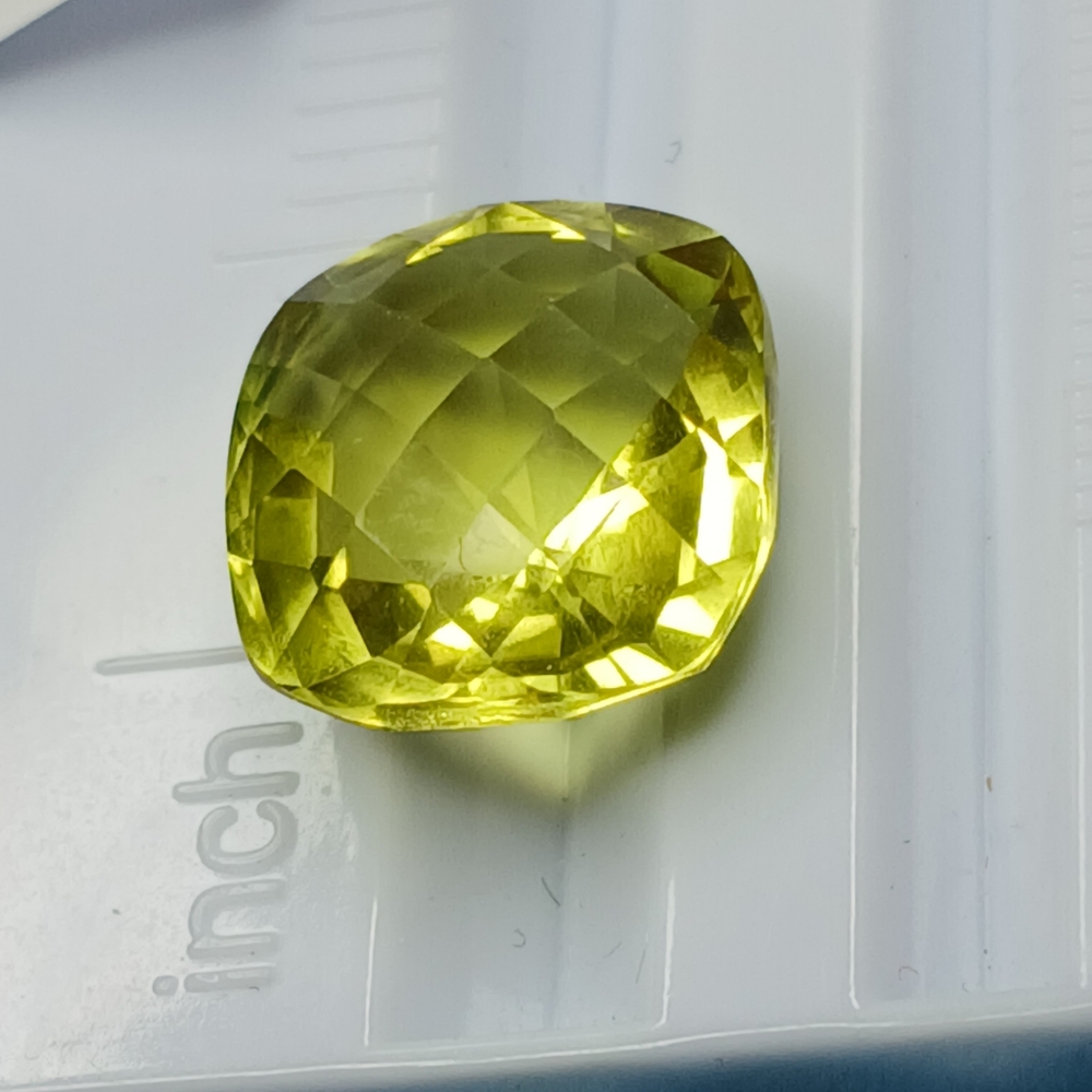 Cushion Cut Yellow Lemon Quartz Gemstone 15x14mm